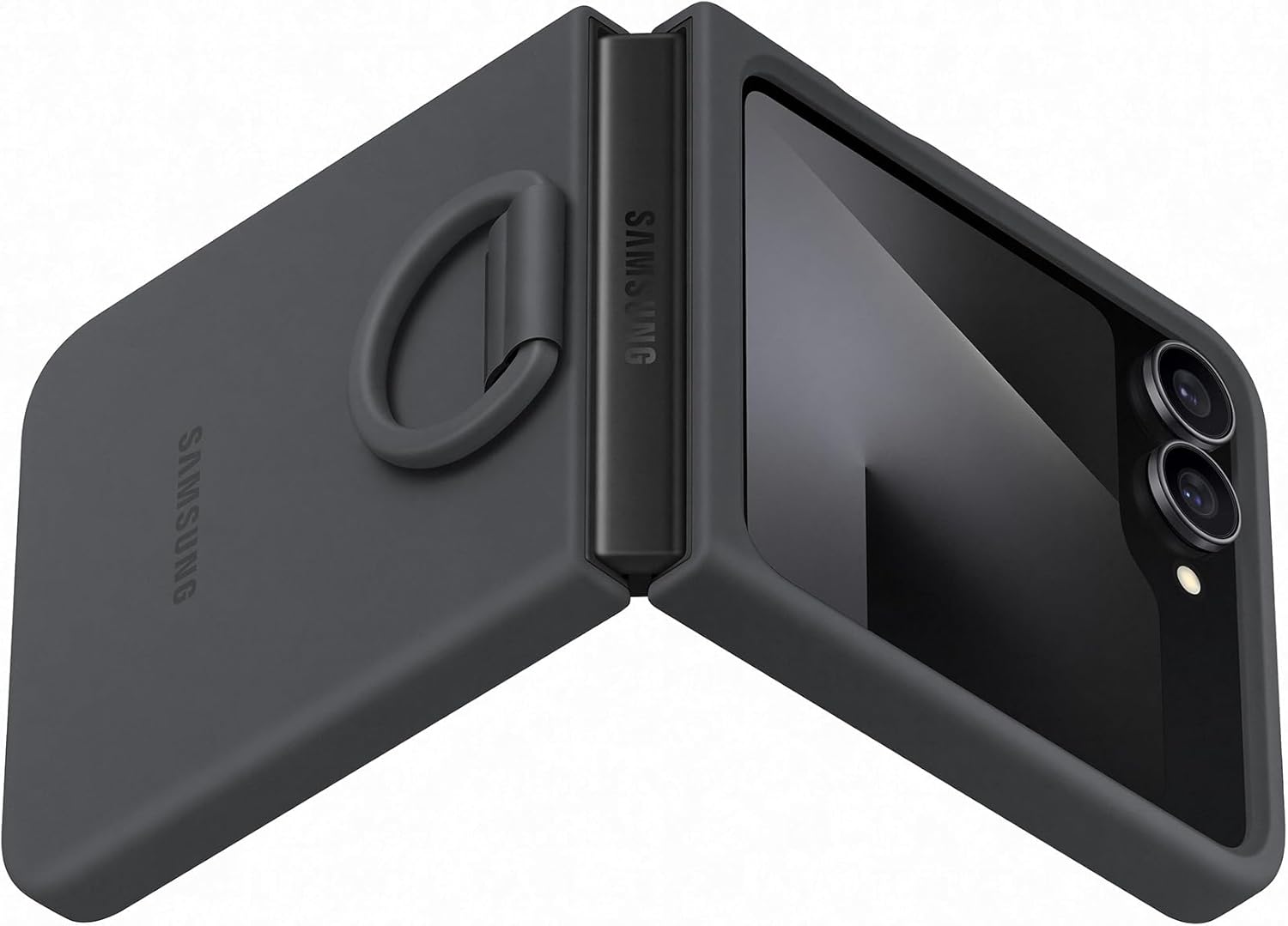 Samsung Silicone Case with Ring Custodia pieghevole in silicone con anello per Galaxy Z Flip6 | Z Flip7 FE, Black