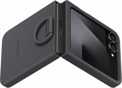 Samsung Silicone Case with Ring Custodia pieghevole in silicone con anello per Galaxy Z Flip6 | Z Flip7 FE, Black