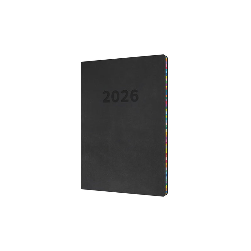 Collins - Edge Rainbow - 2026 12 Month Calendar Year Planner, Week-To-View Diary, A5 Soft Cover - Charcoal (ED153.U96-26