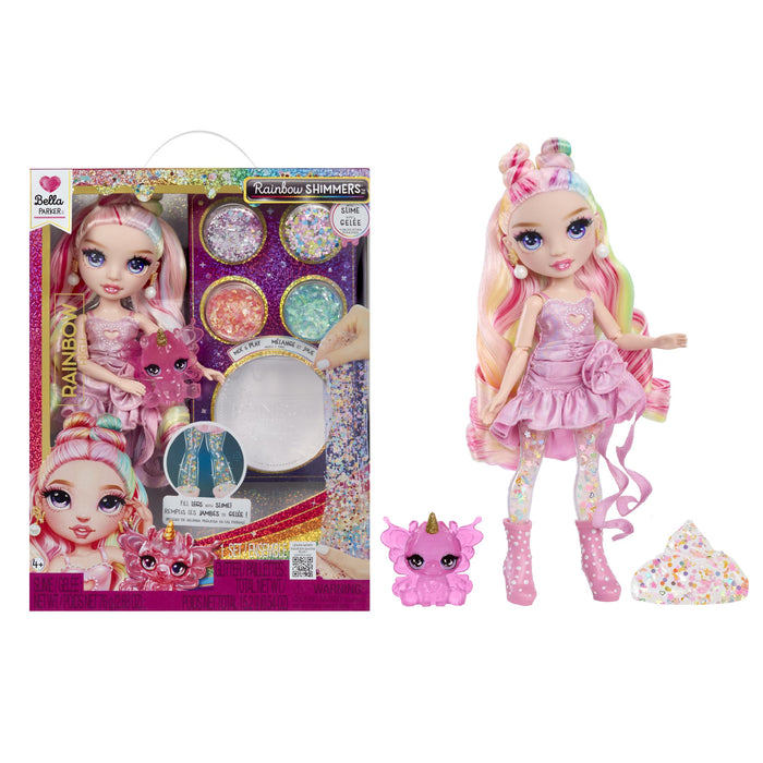 Rainbow High Rainbow Shimmers with Slime - Bella, Pink - 28cm Fashion Doll, Comes with a Slime Kit and a Pet Llama, Suitable for Children Ages 4+