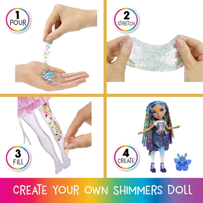 Rainbow High Rainbow Shimmers with Slime - Bella, Pink - 28 cm Modepuppe mit 1 Schleim-Set und 1 Llama-Haustier, Geeignet für Kinder ab 4 Jahren
