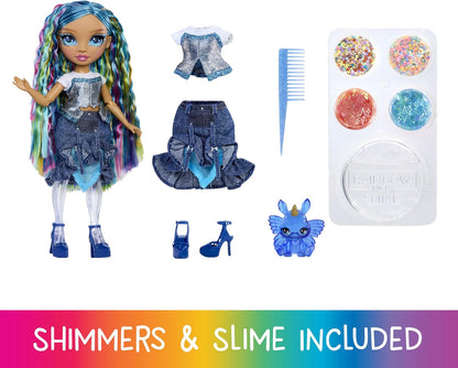Rainbow High Rainbow Shimmers with Slime - Bella, Pink - 28 cm Modepuppe mit 1 Schleim-Set und 1 Llama-Haustier, Geeignet für Kinder ab 4 Jahren