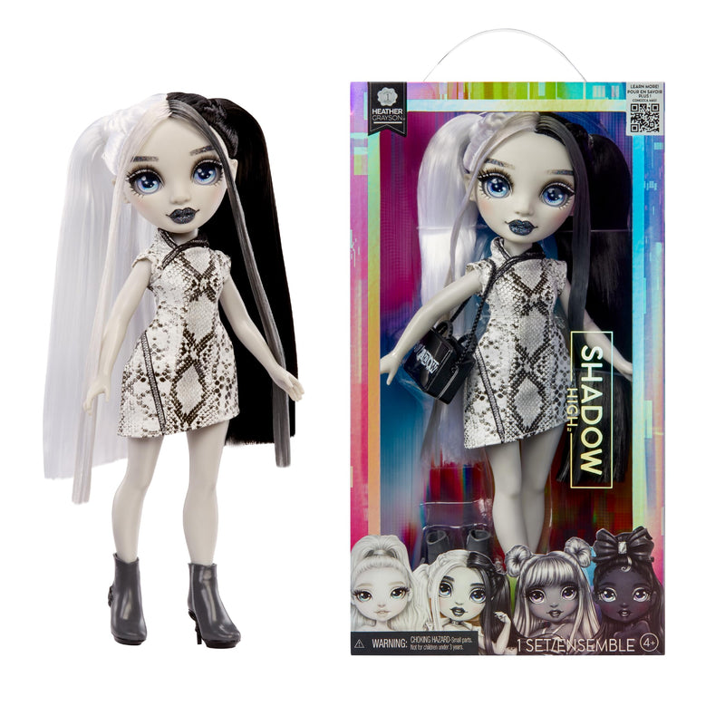 Rainbow High Shadow High Heather Grayson - Grayscale 28cm Fashion Doll, Black & White Hair and Outfit, Stylish Handbag, Cute Present for Children 4-10 Years Old