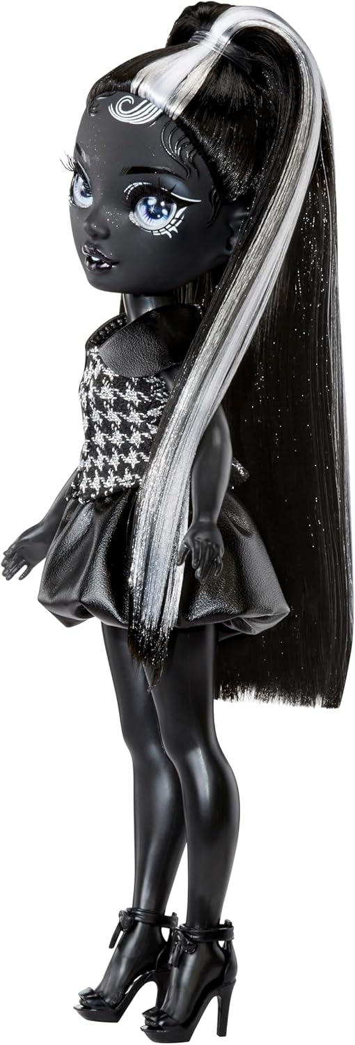 Rainbow High Shadow High Shanelle Onyx - Grayscale 28cm Fashion Doll, Black Hair and Outfit, Stylish Handbag, Cute Present for Children 4-10 Years Old