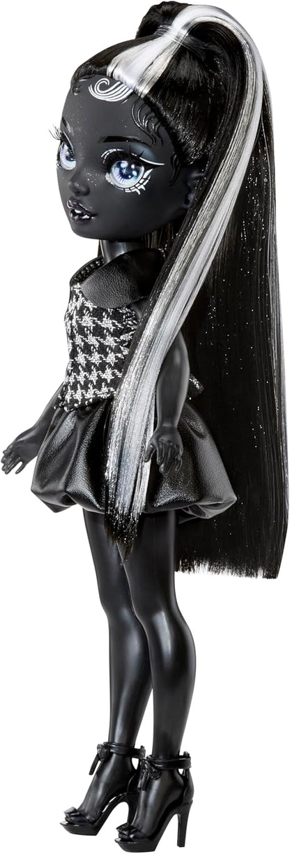 Rainbow High Shadow High Shanelle Onyx - Grayscale 28cm Fashion Doll, Black Hair and Outfit, Stylish Handbag, Cute Present for Children 4-10 Years Old