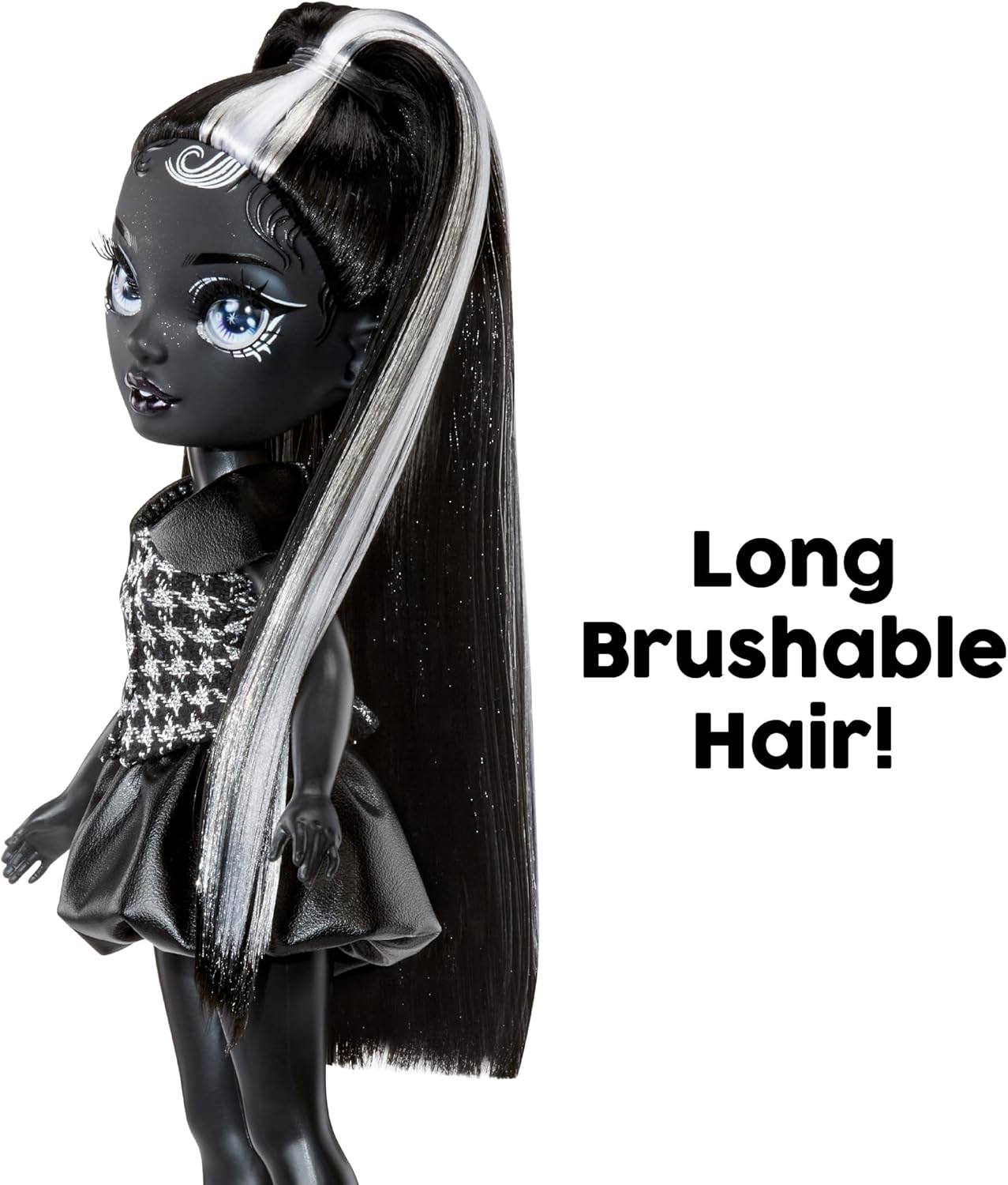 Rainbow High Shadow High Shanelle Onyx - Grayscale 28cm Fashion Doll, Black Hair and Outfit, Stylish Handbag, Cute Present for Children 4-10 Years Old