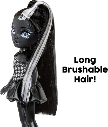 Rainbow High Shadow High Shanelle Onyx - Grayscale 28cm Fashion Doll, Black Hair and Outfit, Stylish Handbag, Cute Present for Children 4-10 Years Old