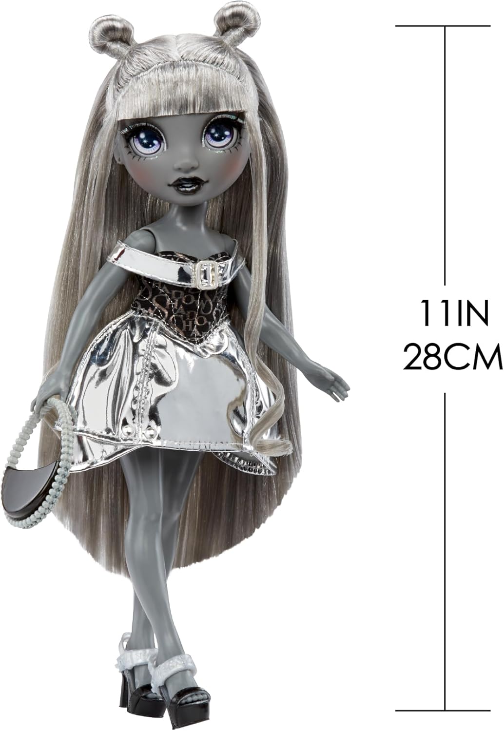 RAINBOW HIGH Shadow High Luna Madison - Muñeca de Moda en Escala de Grises de 28 cm, Pelo Gris, Traje Gris Metalizado, Bolso con Estilo, Bonito Regalo para Niños de 4 a 10 Años