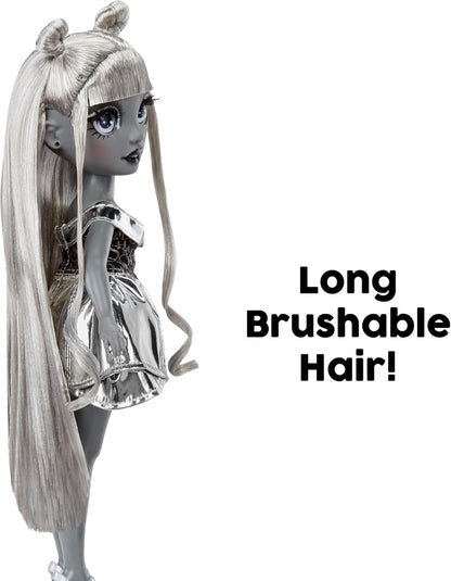 RAINBOW HIGH Shadow High Luna Madison - Muñeca de Moda en Escala de Grises de 28 cm, Pelo Gris, Traje Gris Metalizado, Bolso con Estilo, Bonito Regalo para Niños de 4 a 10 Años