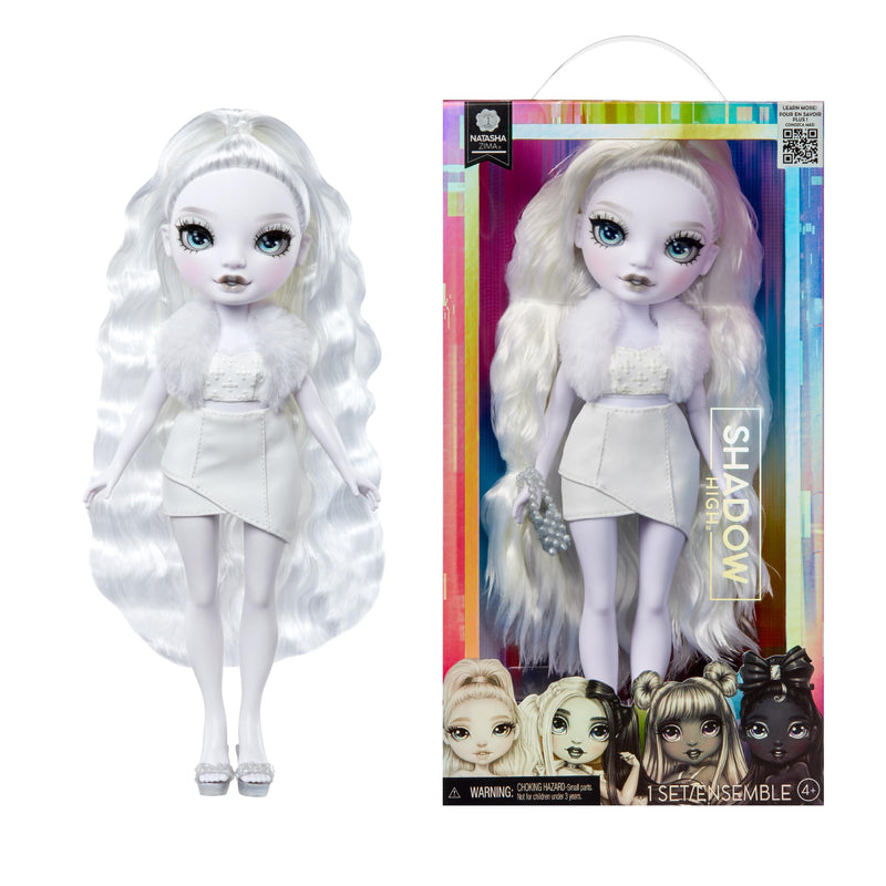 RAINBOW HIGH Shadow High Natasha Zima - Muñeca de Moda en Escala de Grises de 28 cm, Pelo y Traje Blancos, Bolso con Estilo, Bonito Regalo para Niños de 4 a 10 Años