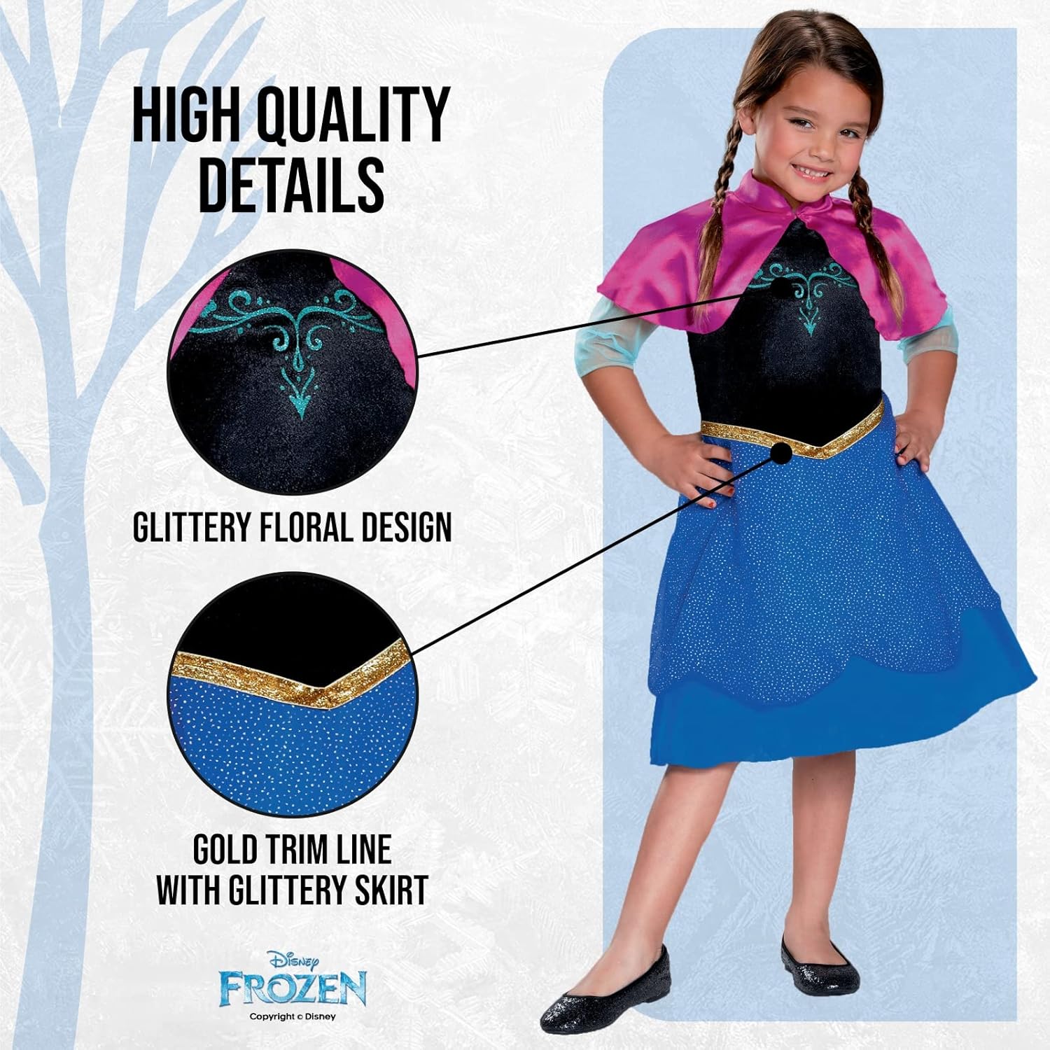 Disney Official Frozen Travelling Anna Standard Costume Kids, Princess Dress Up for Girls