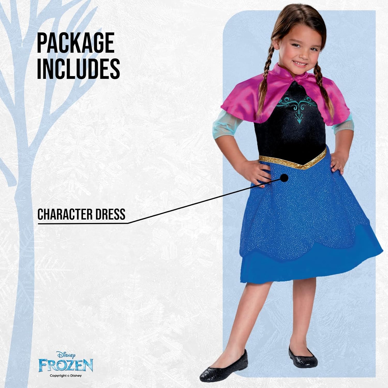 Disney Official Frozen Travelling Anna Standard Costume Kids, Princess Dress Up for Girls