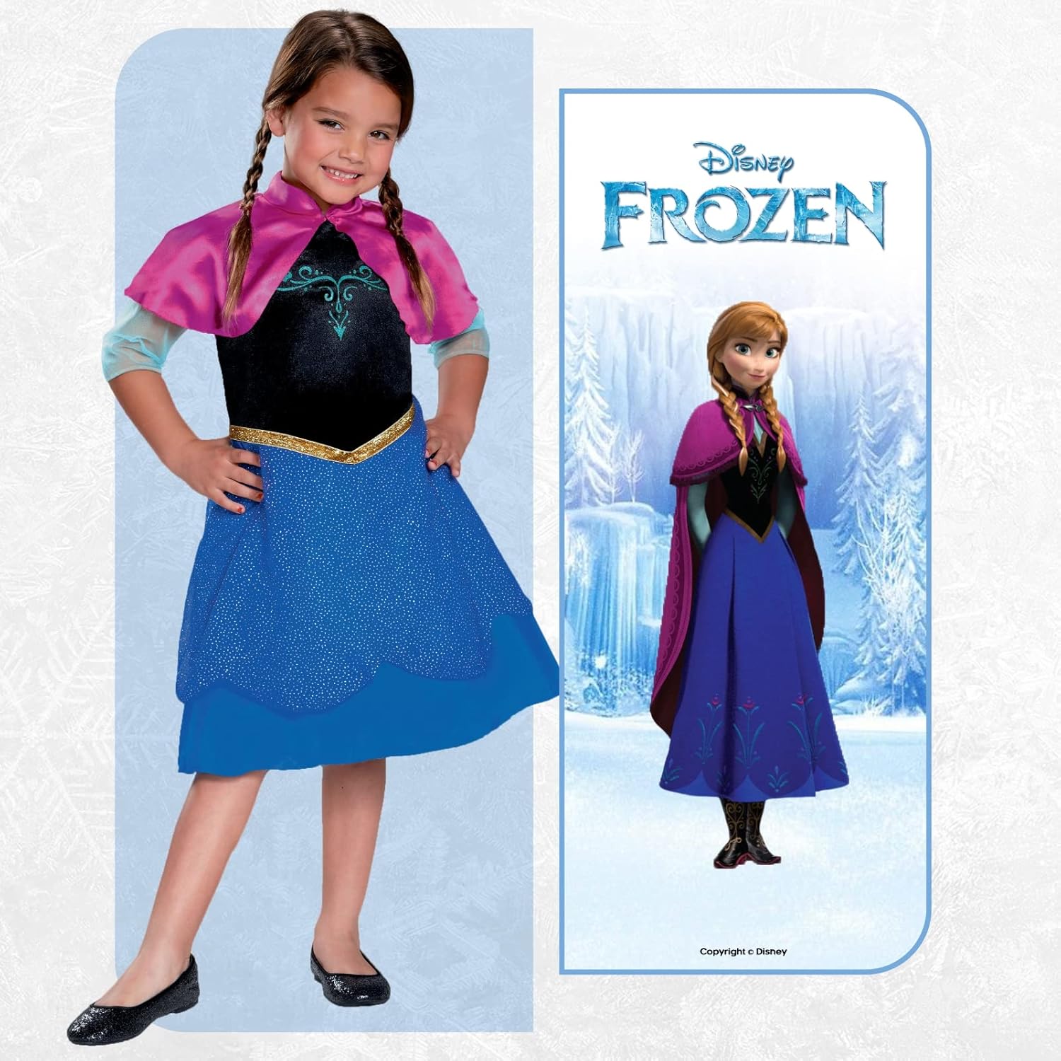 Disney Official Frozen Travelling Anna Standard Costume Kids, Princess Dress Up for Girls