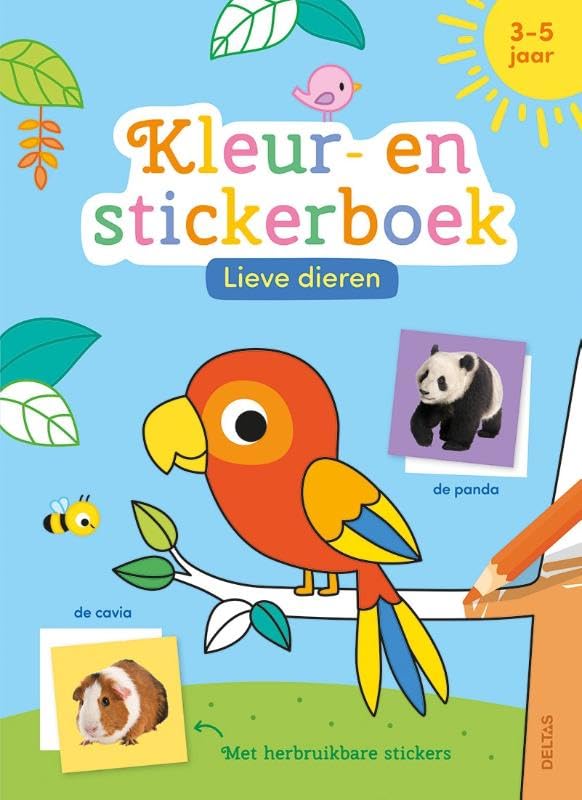 Deltas - Lieve Dieren Kleur- en Stickerboek - 3-5 Jaar