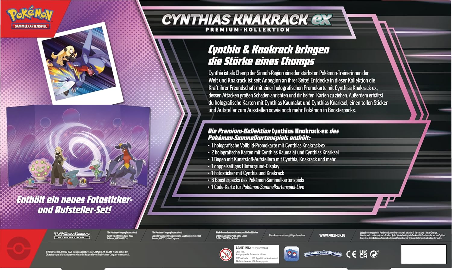 Pokémon-Sammelkartenspiel: Premium-Kollektion Cynthias Knakrack-ex (3 holografische Karten und 6 Boosterpacks