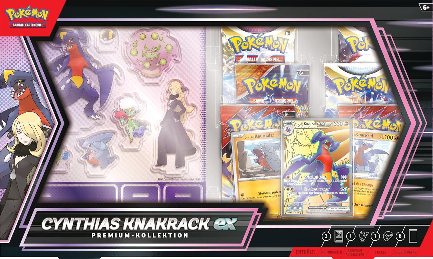 Pokémon-Sammelkartenspiel: Premium-Kollektion Cynthias Knakrack-ex (3 holografische Karten und 6 Boosterpacks