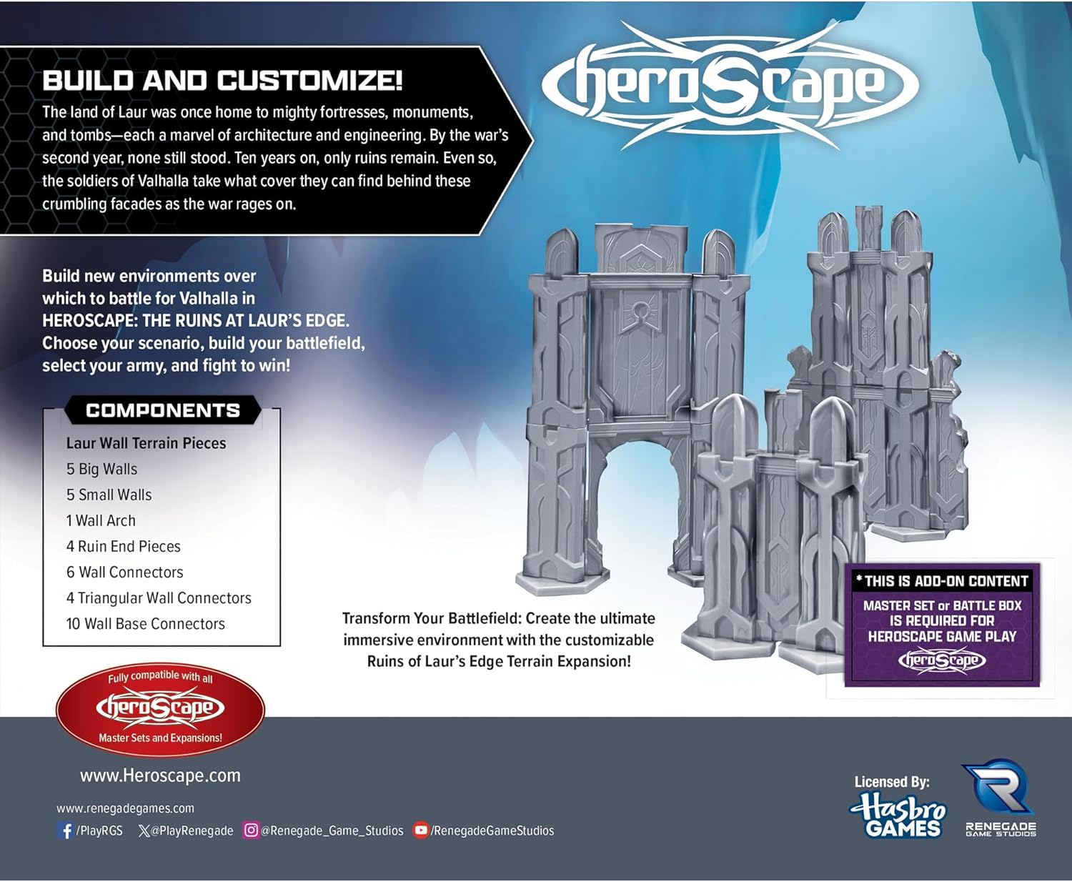 Renegade Game Studios - Heroscape The Ruins at Laur's Edge Terrain Expansion - Add on Content for The Heroscape Miniatures Game - Battle Box or Master Set is Required to Play