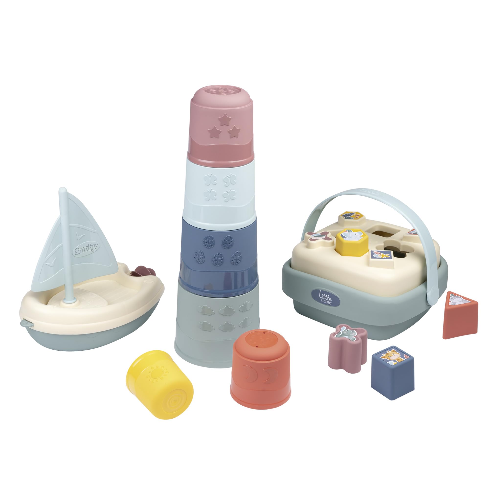 Little Smoby - Vroege leer- en badset - Vormherkenning - Motoriek - Tovertoren - Vormmand - Zeilboot - Vanaf 12 maanden - Gemaakt in Frankrijk