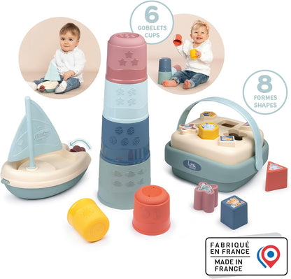 Little Smoby - Vroege leer- en badset - Vormherkenning - Motoriek - Tovertoren - Vormmand - Zeilboot - Vanaf 12 maanden - Gemaakt in Frankrijk