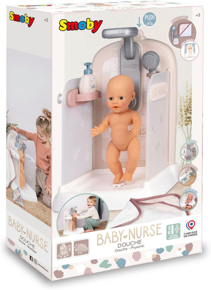 Smoby - Baby Nurse - Douche - voor poppen en poppen tot 40 cm - Functionele douchekop - Badcape en accessoires - Vanaf 3 jaar - Gemaakt in Frankrijk