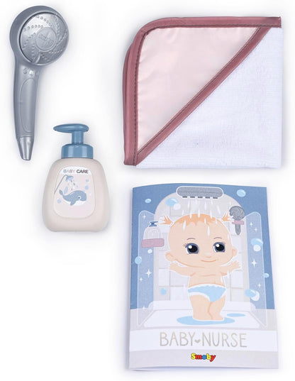 Smoby - Baby Nurse - Douche - voor poppen en poppen tot 40 cm - Functionele douchekop - Badcape en accessoires - Vanaf 3 jaar - Gemaakt in Frankrijk