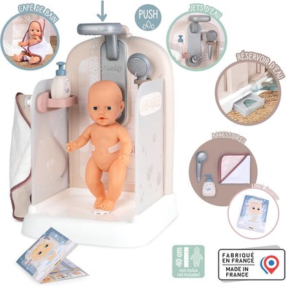 Smoby - Baby Nurse - Douche - voor poppen en poppen tot 40 cm - Functionele douchekop - Badcape en accessoires - Vanaf 3 jaar - Gemaakt in Frankrijk