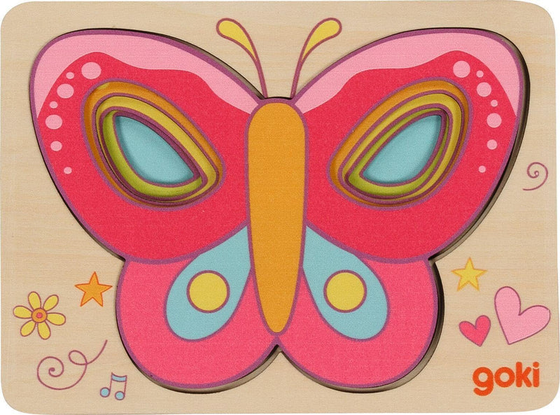 Goki - Goki Houten Lagenpuzzel Vlinder 5st.
