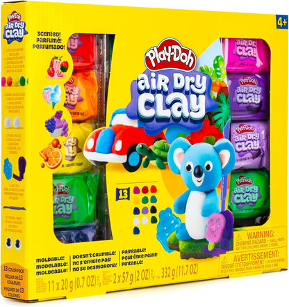 Play-Doh Air Dry Clay Variety Pack - 13 Colours with Sculpting Tools, Reusable Moulds, Wiggly Eyes & Project Guide - Lightweight Crumble-Free Air Dry Modelling Clay Set for Kids Ages 4+