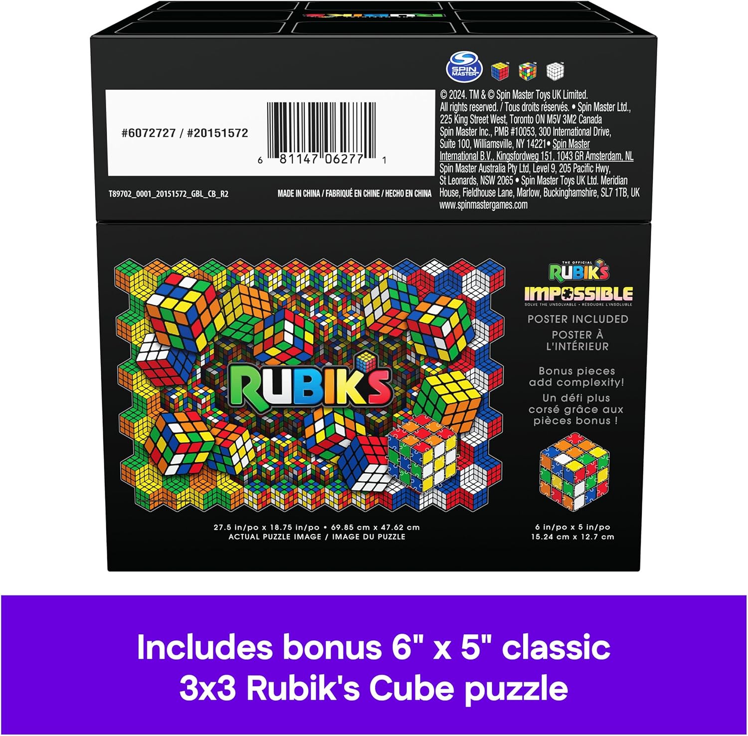 Rubik's Cube, Rubik's Impossible, Lenticular Jigsaw Puzzle of 604 Pieces, Ages 14 and Up