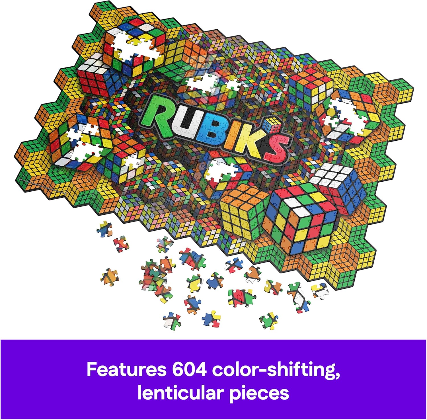 Rubik's Cube, Rubik's Impossible, Lenticular Jigsaw Puzzle of 604 Pieces, Ages 14 and Up