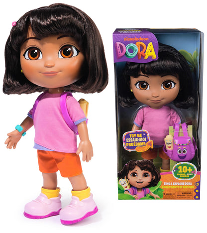 Dora, Sing & Explore Doll with Music, Sound Effects, Bilingual Phrases, Doll Clothes & Accessories, Kids Toys for Girls & Boys Ages 3 and Up