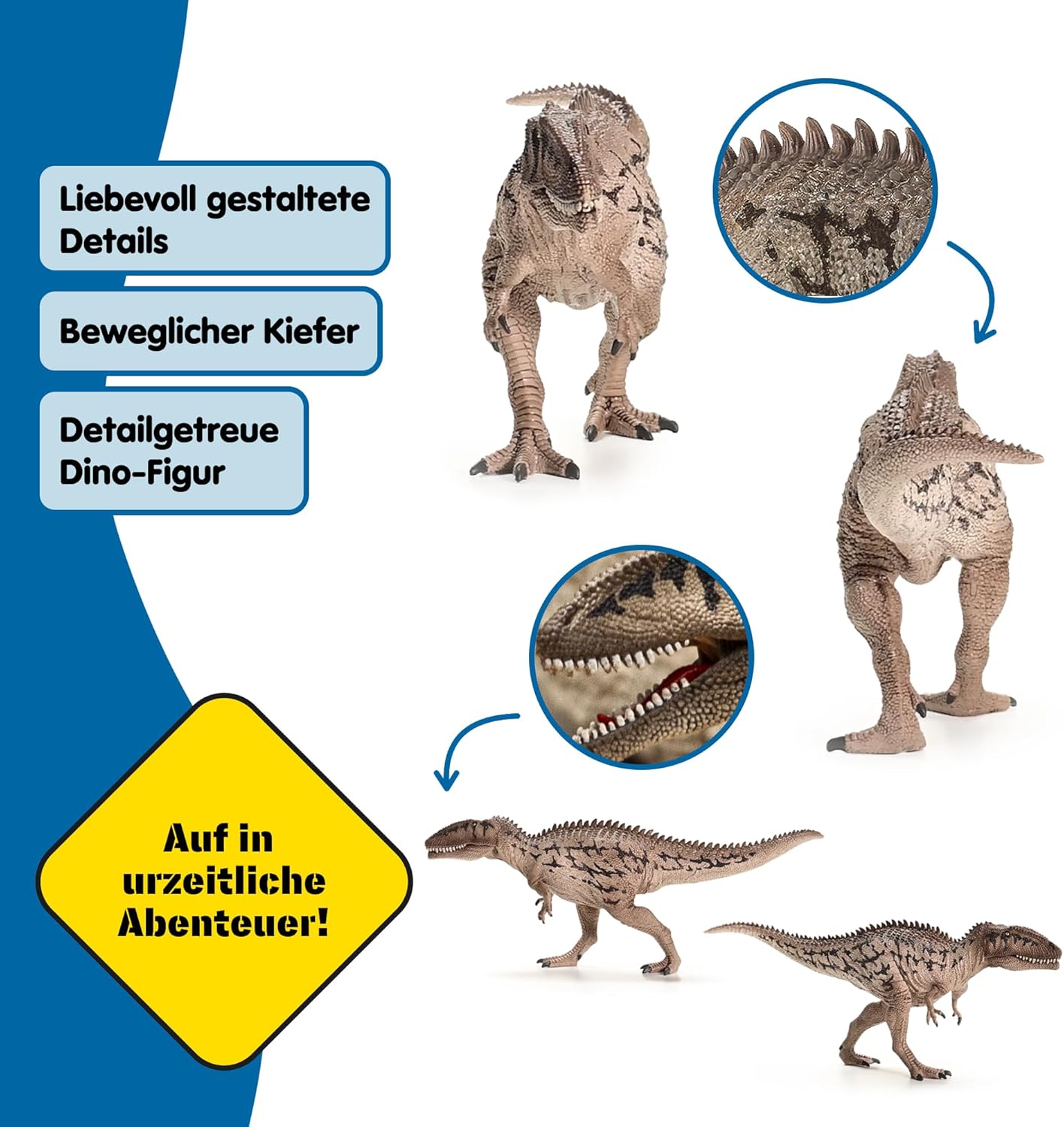 Schleich Dinosaurs | Carcharodontosaurus 15048 | Dinosaure réaliste avec mâchoire Mobile | idée Cadeau pour Filles et garçons | Jouet Dinosaure dès 3 Ans | 8 x 33 x 13 cm