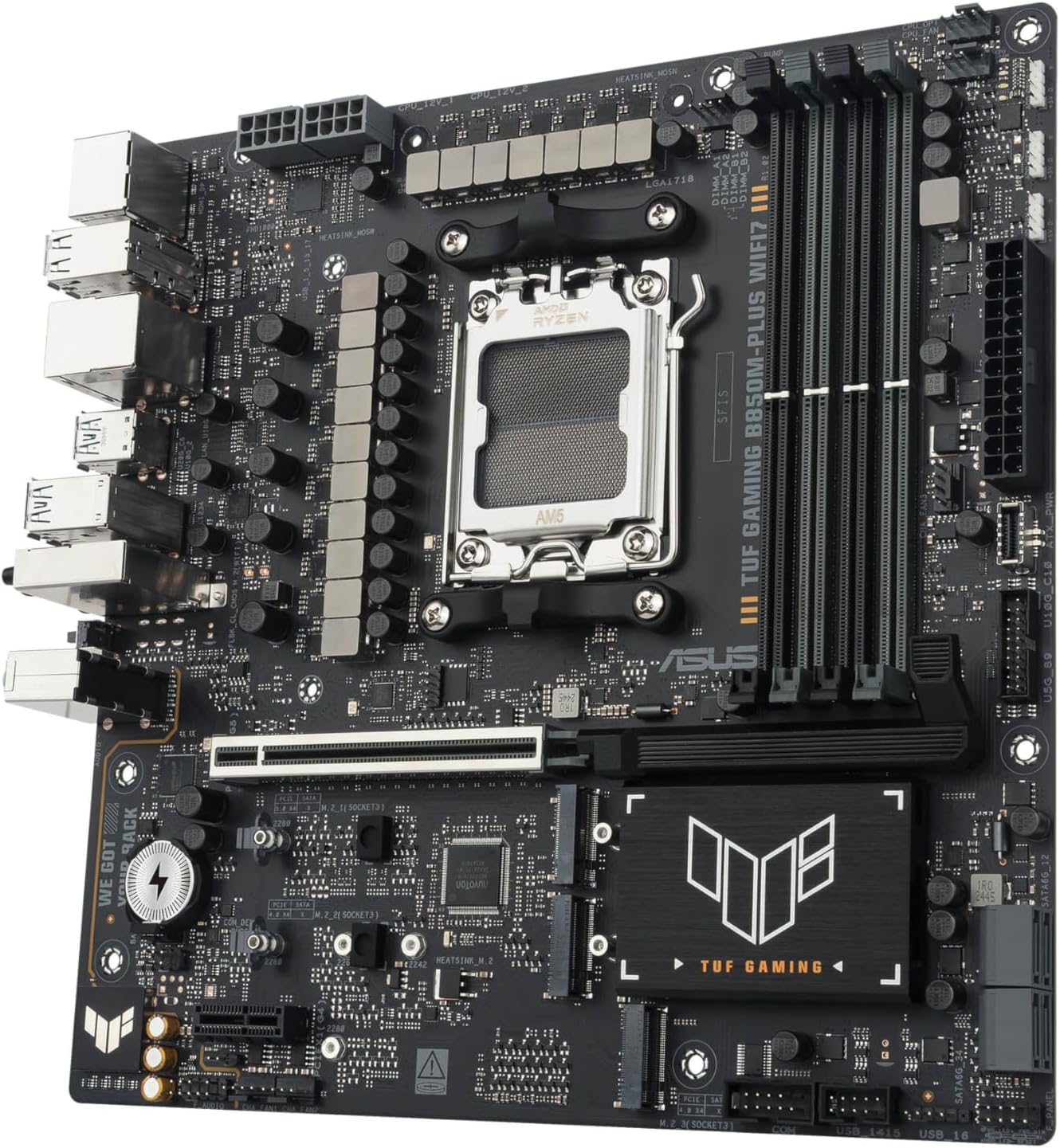 ASUS TUF GAMING B850M-PLUS WIFI7 AMD B850 Socket AM5 micro ATX (Asus TUF GAMING B850M-PLUS WIFI7, AMD B850, AM5, Micro ATX, 4 DDR5, HDMI, DP, Wi-Fi 7, 2.5G LAN, 3x M.2