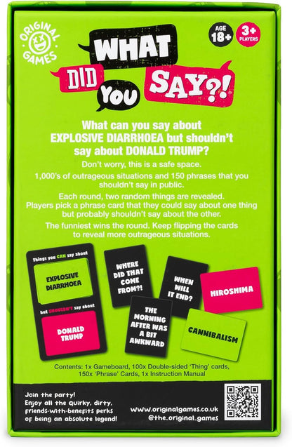 Original Games | What Did You Say?! The game of things you can say… but definitely shouldn't! | NSFW Adult Party Games | Ages 18+