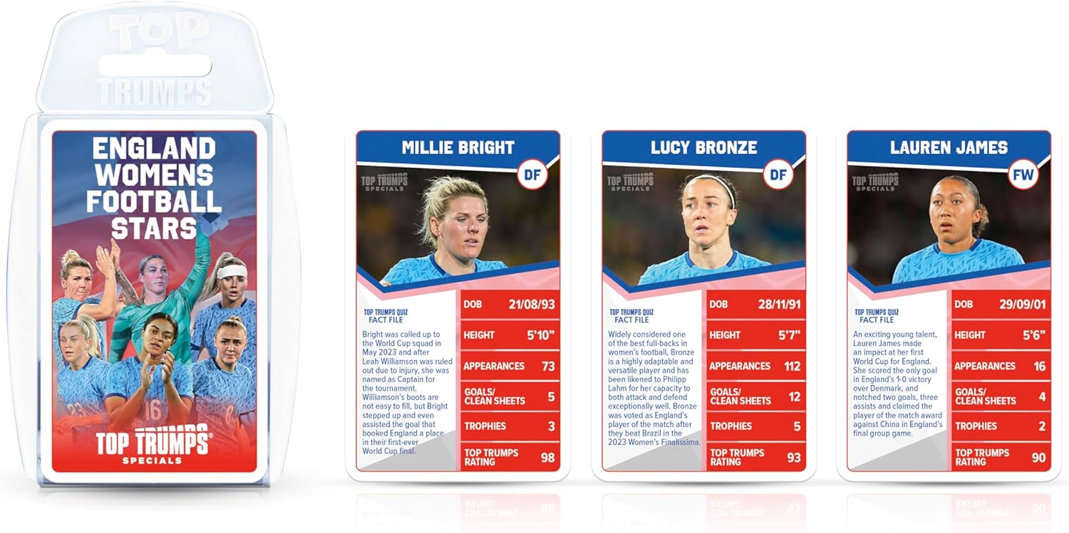 Top Trumps England Womens Football Stars Specials Card Game, Play with Lucy Bronze, Ella Toone, Nikita Parris, gift and toy for boys and girls Aged 6 plus