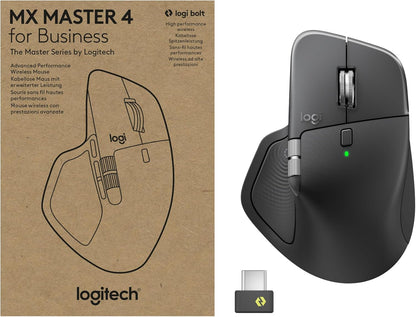 Logitech MX Master 4 for Business, Wireless Mouse with Quiet Clicks, 8K DPI, MagSpeed Scrolling, Logi Bolt Receiver, Bluetooth, Actions Ring, Haptics, USB-C Charging – Graphite