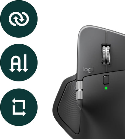 Logitech MX Master 4 for Business, Wireless Mouse with Quiet Clicks, 8K DPI, MagSpeed Scrolling, Logi Bolt Receiver, Bluetooth, Actions Ring, Haptics, USB-C Charging – Graphite