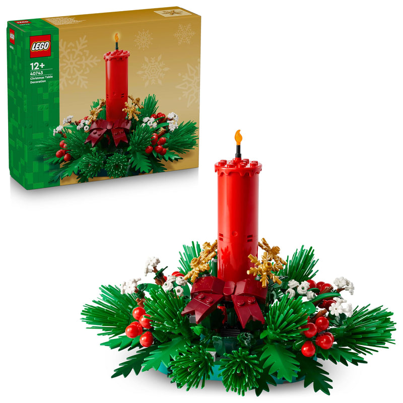 LEGO Christmas Table Decoration - Display Toy incl. a Candle, Red Berries, Golden Stars and Foliage - Fun Family Activity for 12+ Year Old Girls, Boys & Teens - 40743