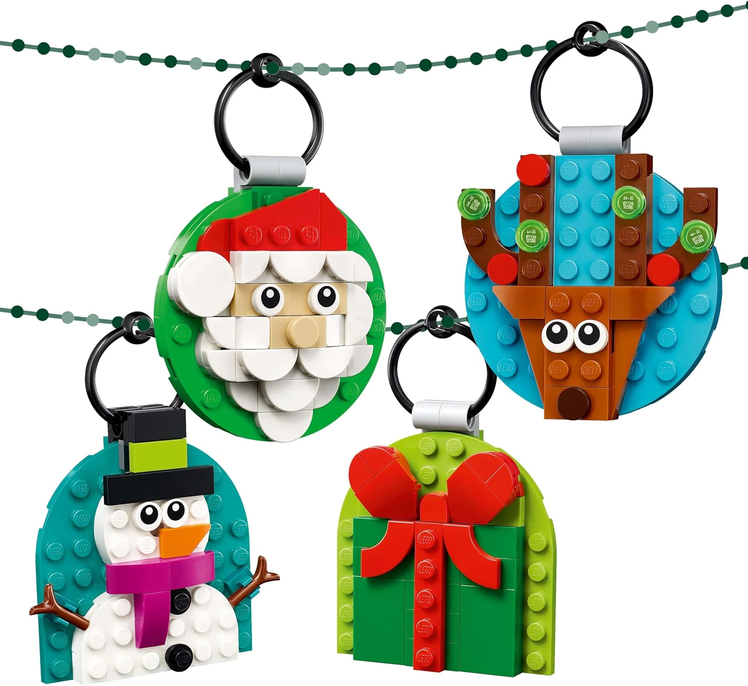 LEGO Christmas Ornament Selection - Building Toy with 4 Hanging Decorations incl. Santa, a Snowman & a Reindeer - Fun Family Activity for 6+ Year Old Girls & Boys - 40744