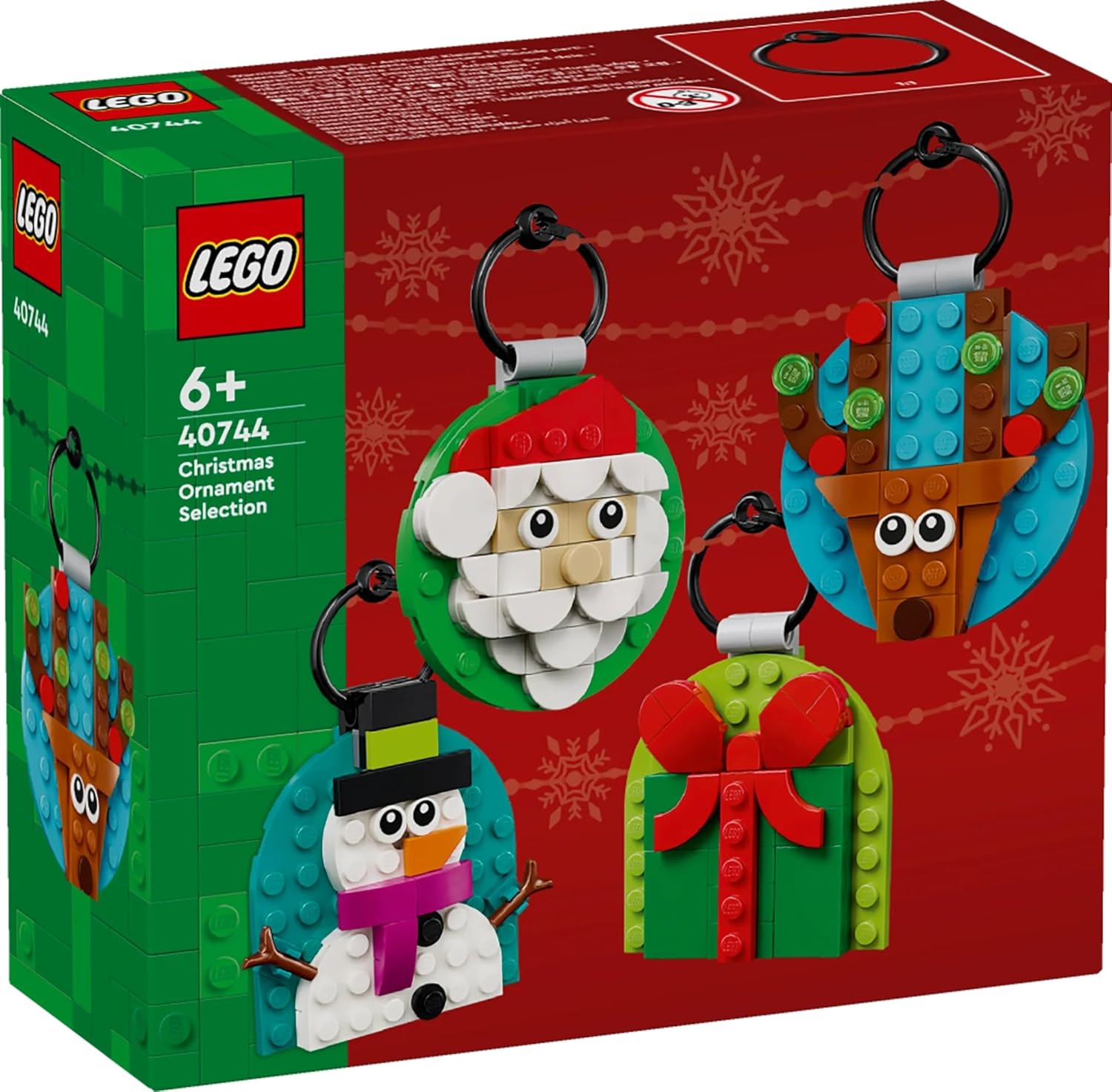 LEGO Christmas Ornament Selection - Building Toy with 4 Hanging Decorations incl. Santa, a Snowman & a Reindeer - Fun Family Activity for 6+ Year Old Girls & Boys - 40744