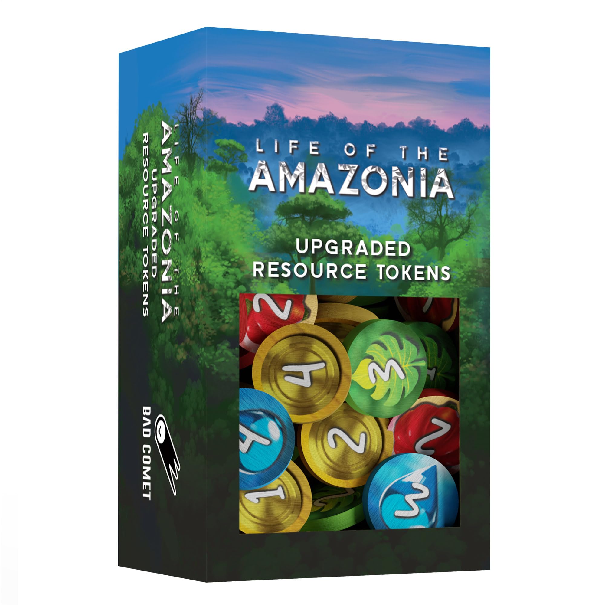 Bad Comet Life of The Amazonia Upgraded Wooden Resource Tokens (180 Count) for 1-4 Players, Ages 12+