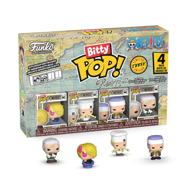 Funko Bitty Pop! One Piece - Sanji - 4 Pack - 1/6 Odds for Rare Chase Variant and A Surprise Mystery Mini Figure - 0.9 Inch (2.2 Cm) Collectable - Stackable Display Shelf Included