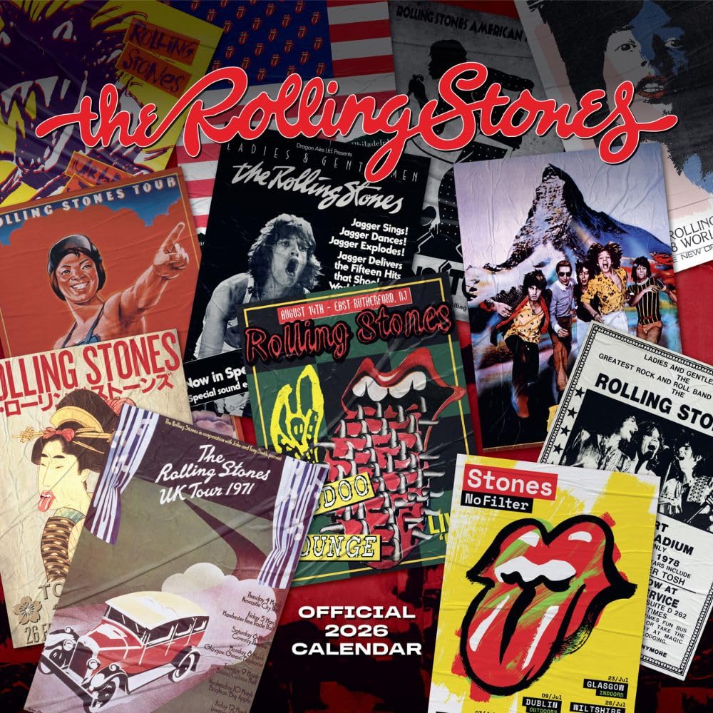 2026 CALENDAR THE ROLLING STONES MONTH TO VIEW SQUARE WALL CALENDAR OFFICIAL PRODUCT