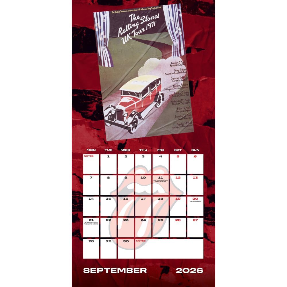 2026 CALENDAR THE ROLLING STONES MONTH TO VIEW SQUARE WALL CALENDAR OFFICIAL PRODUCT