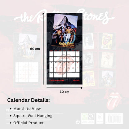 2026 CALENDAR THE ROLLING STONES MONTH TO VIEW SQUARE WALL CALENDAR OFFICIAL PRODUCT