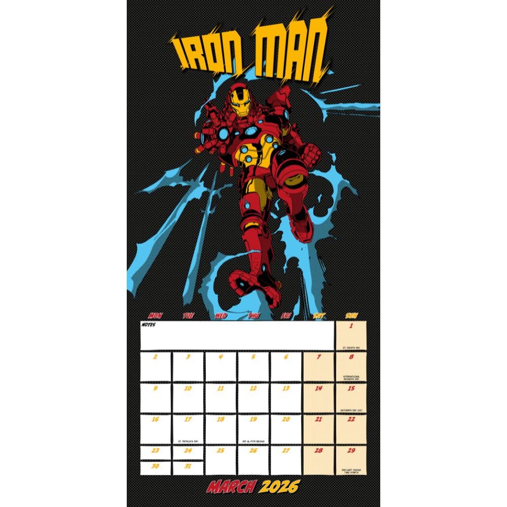 2026 CALENDAR MARVEL COMICS MONTH TO VIEW SQUARE WALL CALENDAR OFFICIAL PRODUCT