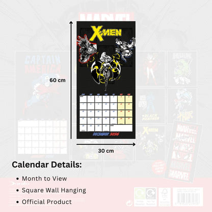 2026 CALENDAR MARVEL COMICS MONTH TO VIEW SQUARE WALL CALENDAR OFFICIAL PRODUCT