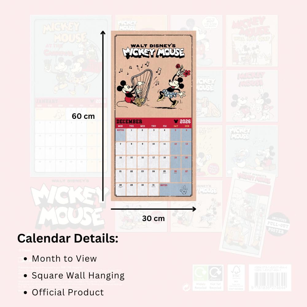 DISNEY MICKEY CLASSIC 2026 SQUARE CALENDAR