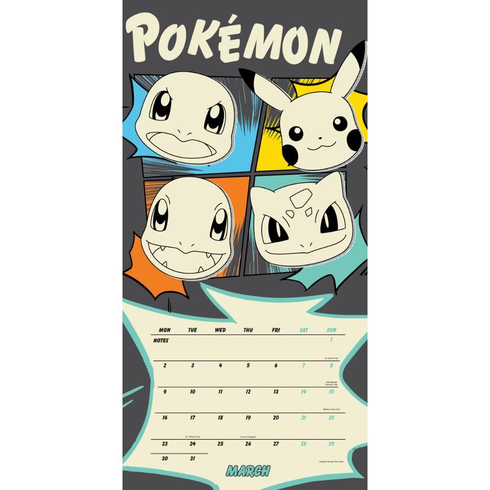 POKEMON 2026 SQUARE CALENDAR