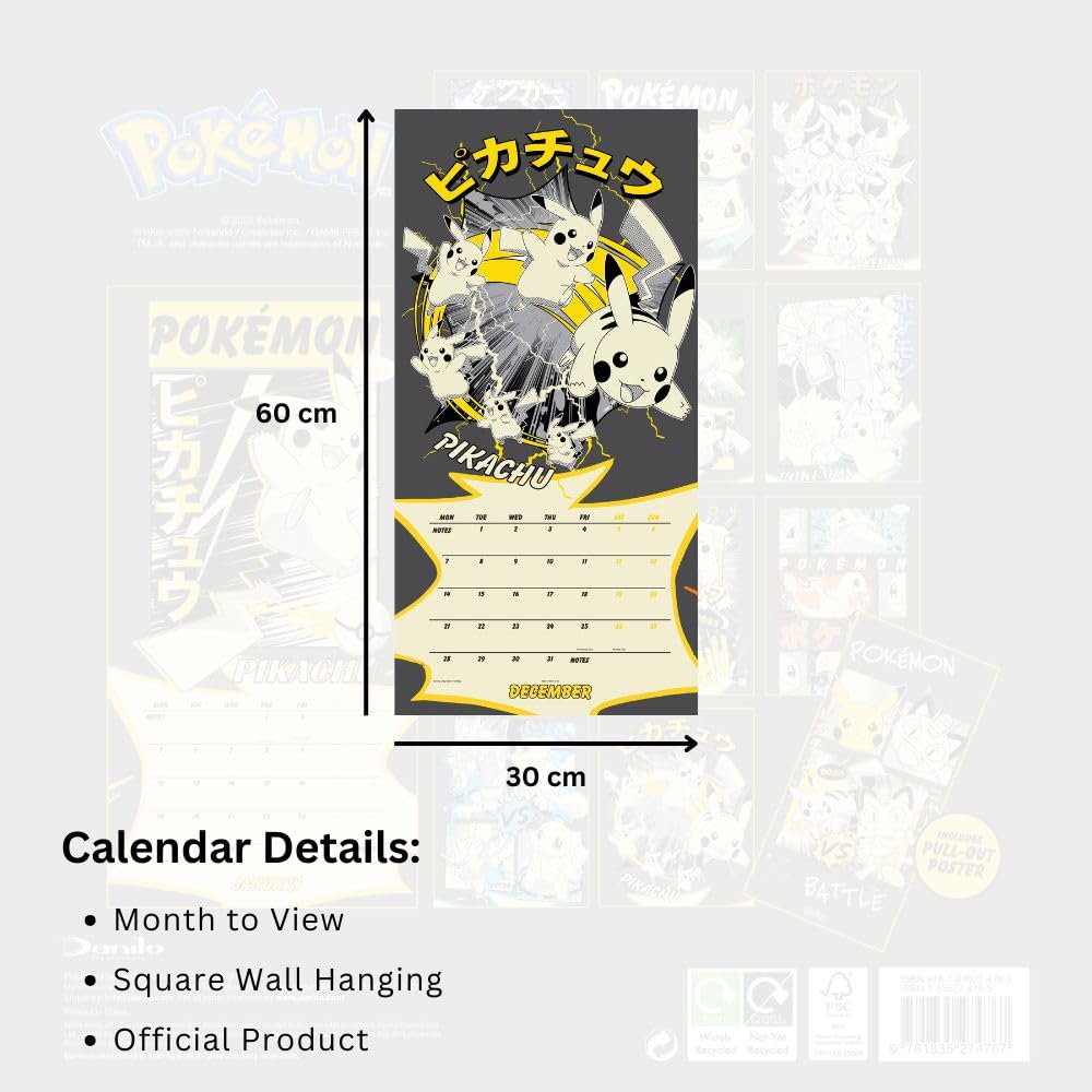 POKEMON 2026 SQUARE CALENDAR